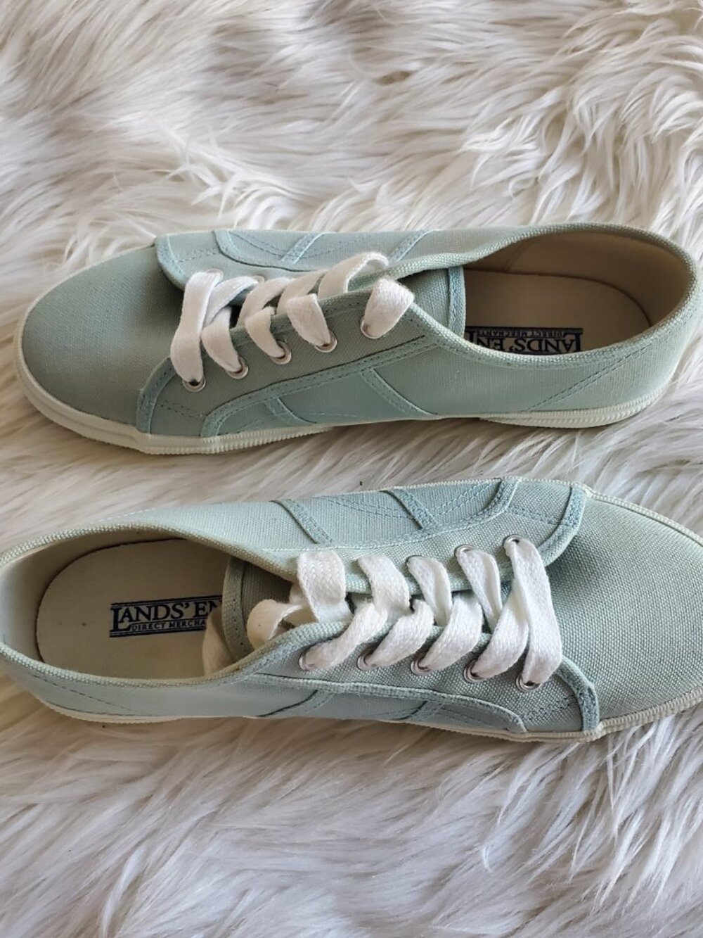 Lands' End Classic Pale Blue Canvas Lace-Up Sneaker SZ 7.5 - Picture 9 of 9